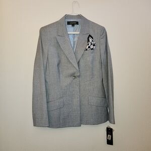 Men's Gray Blazer with Pocket Square